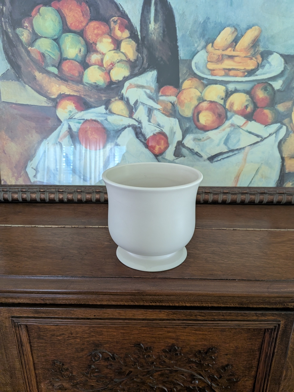 Matte White Ceramic Pedestal Vessel Cachepot Planter Vase